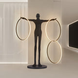 Modern Abstract Figurative Floor Lamp with Triple LED Rings Art Sculpture Standing Light