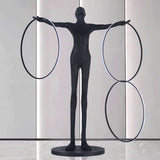 Modern Abstract Figurative Floor Lamp with Triple LED Rings Art Sculpture Standing Light
