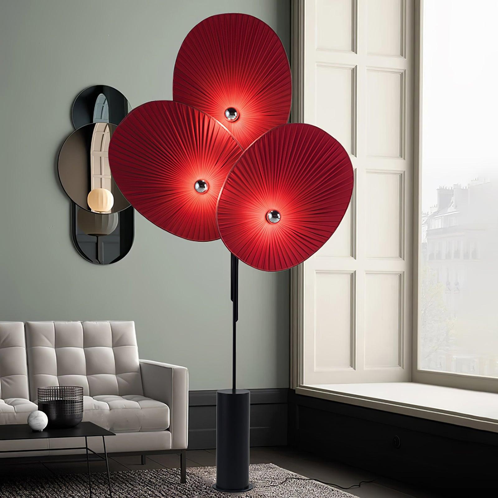 Modern Triple Floral Standing Lamp Multi Color Petal Shades for Living Room and Office
