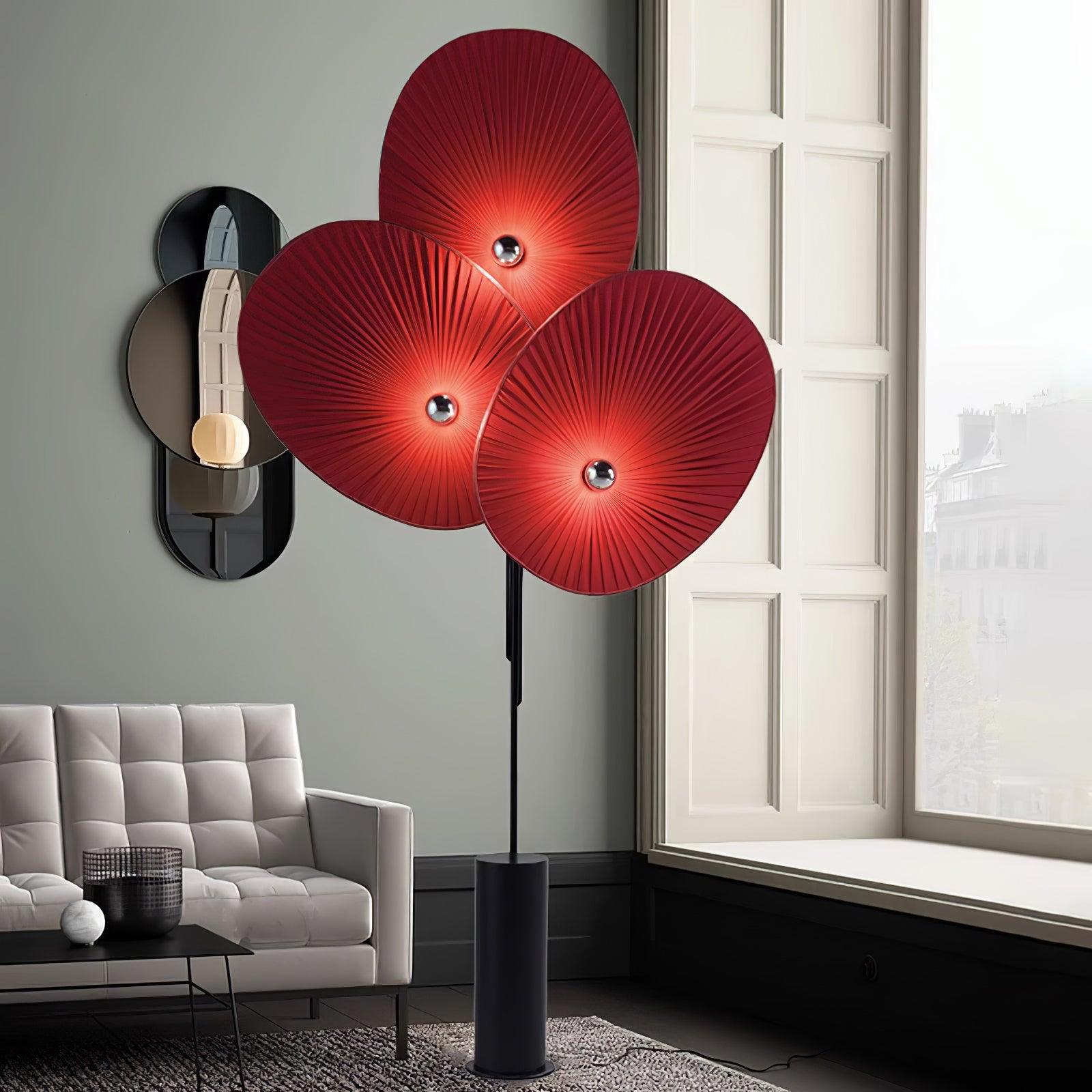 Modern Triple Floral Standing Lamp Multi Color Petal Shades for Living Room and Office