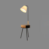 Nordic Wood Tripod Floor Lamp with White Linen Shade for Modern Living Rooms