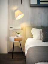 Nordic Wood Tripod Floor Lamp with White Linen Shade for Modern Living Rooms