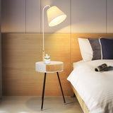 Nordic Wood Tripod Floor Lamp with White Linen Shade for Modern Living Rooms