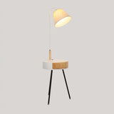 Nordic Wood Tripod Floor Lamp with White Linen Shade for Modern Living Rooms