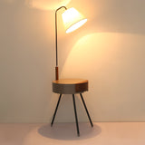 Nordic Wood Tripod Floor Lamp with White Linen Shade for Modern Living Rooms