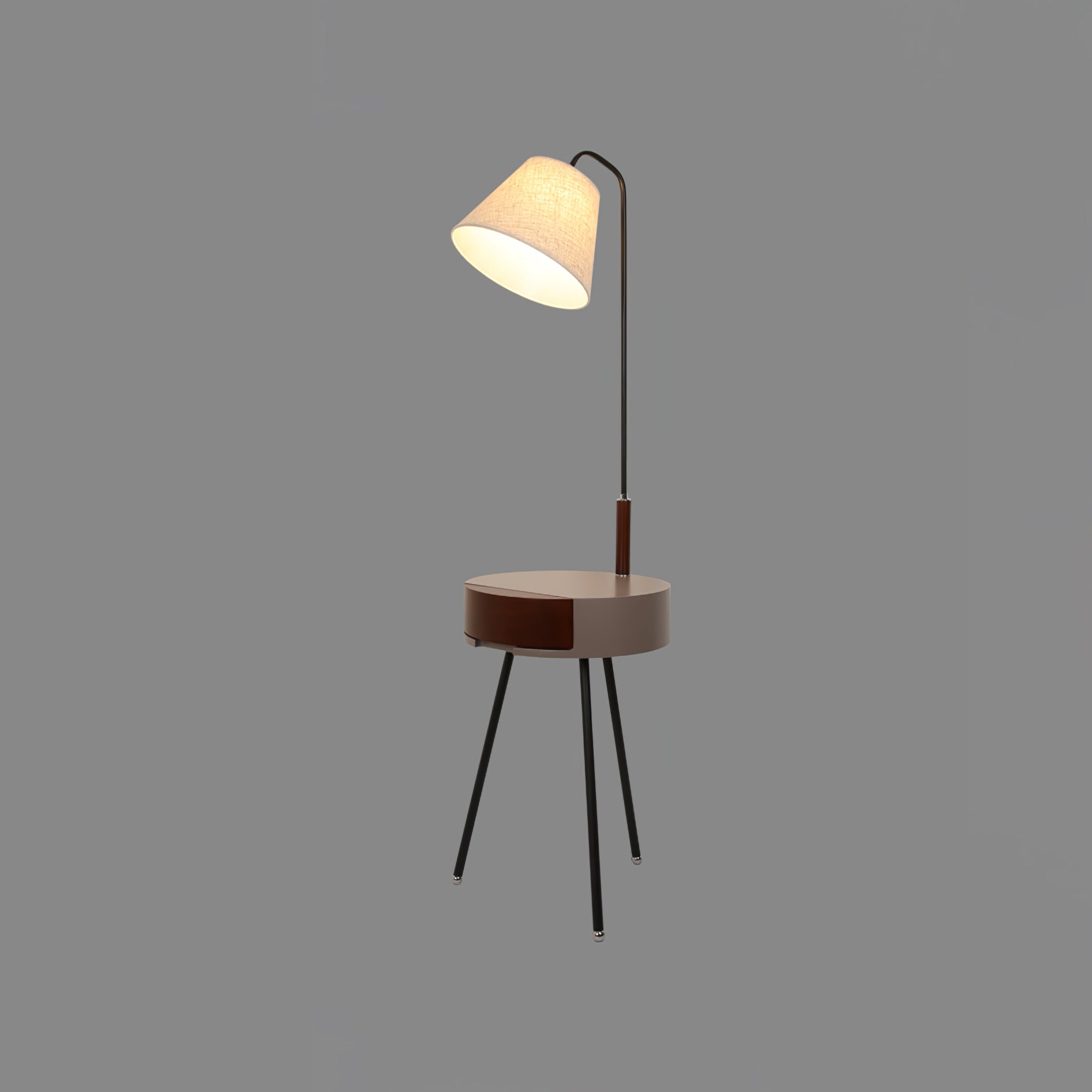 Nordic Wood Tripod Floor Lamp with White Linen Shade for Modern Living Rooms