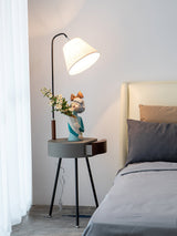 Nordic Wood Tripod Floor Lamp with White Linen Shade for Modern Living Rooms