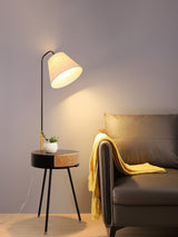 Nordic Wood Tripod Floor Lamp with White Linen Shade for Modern Living Rooms