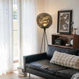 Modern Tripod Rock Lava Floor Lamp with Molten Acrylic Shade Standing Light