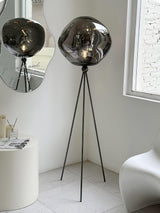 Modern Tripod Rock Lava Floor Lamp with Molten Acrylic Shade Standing Light