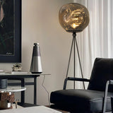 Modern Tripod Rock Lava Floor Lamp with Molten Acrylic Shade Standing Light