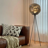Modern Tripod Rock Lava Floor Lamp with Molten Acrylic Shade Standing Light