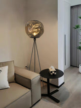 Modern Tripod Rock Lava Floor Lamp with Molten Acrylic Shade Standing Light