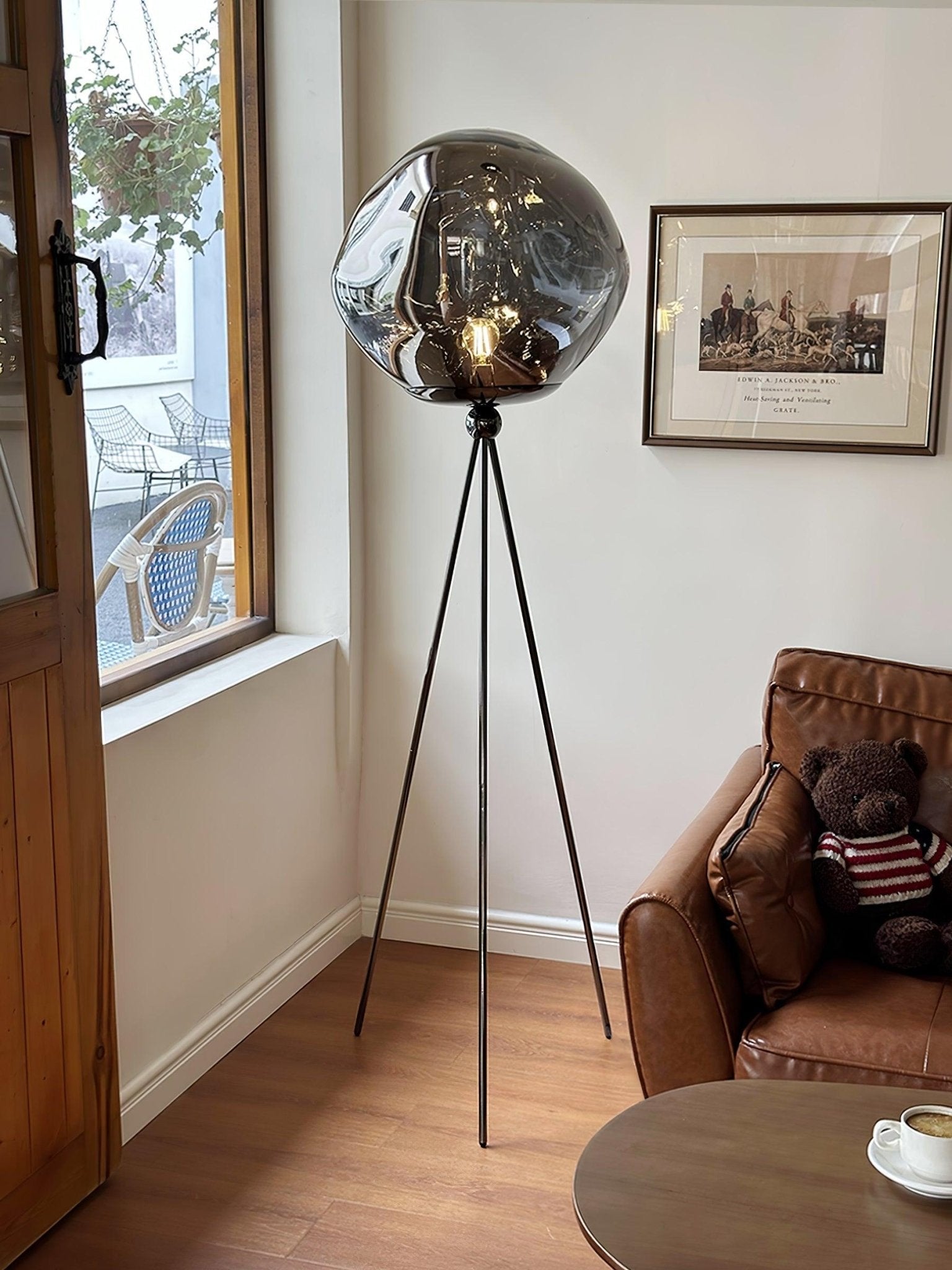Modern Tripod Rock Lava Floor Lamp with Molten Acrylic Shade Standing Light