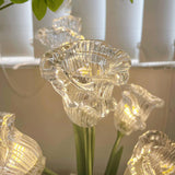 Elegant Glass Tulip Flower Table Lamp Decorative Floral Bedside Night Light for Home Living Room Decor