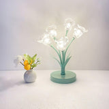 Elegant Glass Tulip Flower Table Lamp Decorative Floral Bedside Night Light for Home Living Room Decor