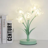 Elegant Glass Tulip Flower Table Lamp Decorative Floral Bedside Night Light for Home Living Room Decor