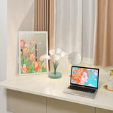 Elegant Glass Tulip Flower Table Lamp Decorative Floral Bedside Night Light for Home Living Room Decor