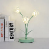 Elegant Glass Tulip Flower Table Lamp Decorative Floral Bedside Night Light for Home Living Room Decor