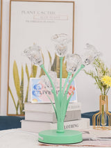 Elegant Glass Tulip Flower Table Lamp Decorative Floral Bedside Night Light for Home Living Room Decor