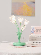 Elegant Glass Tulip Flower Table Lamp Decorative Floral Bedside Night Light for Home Living Room Decor
