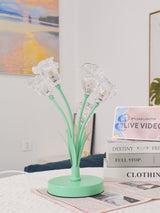 Elegant Glass Tulip Flower Table Lamp Decorative Floral Bedside Night Light for Home Living Room Decor