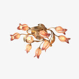 Elegant Purple Tulip Glass Flush Mount Ceiling Light with Gold Metal Finish and Floral Design