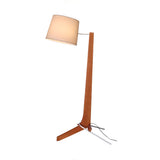 Modern Tusk Arc Floor Lamp Walnut Wood Standing Light with White Fabric Shade for Living Room Reading