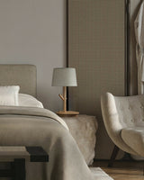 Modern Rustic Branch Table Lamp with Fabric Shade and Wooden Base for Bedside Lighting