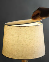 Modern Rustic Branch Table Lamp with Fabric Shade and Wooden Base for Bedside Lighting