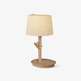 Modern Rustic Branch Table Lamp with Fabric Shade and Wooden Base for Bedside Lighting