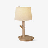 Modern Rustic Branch Table Lamp with Fabric Shade and Wooden Base for Bedside Lighting