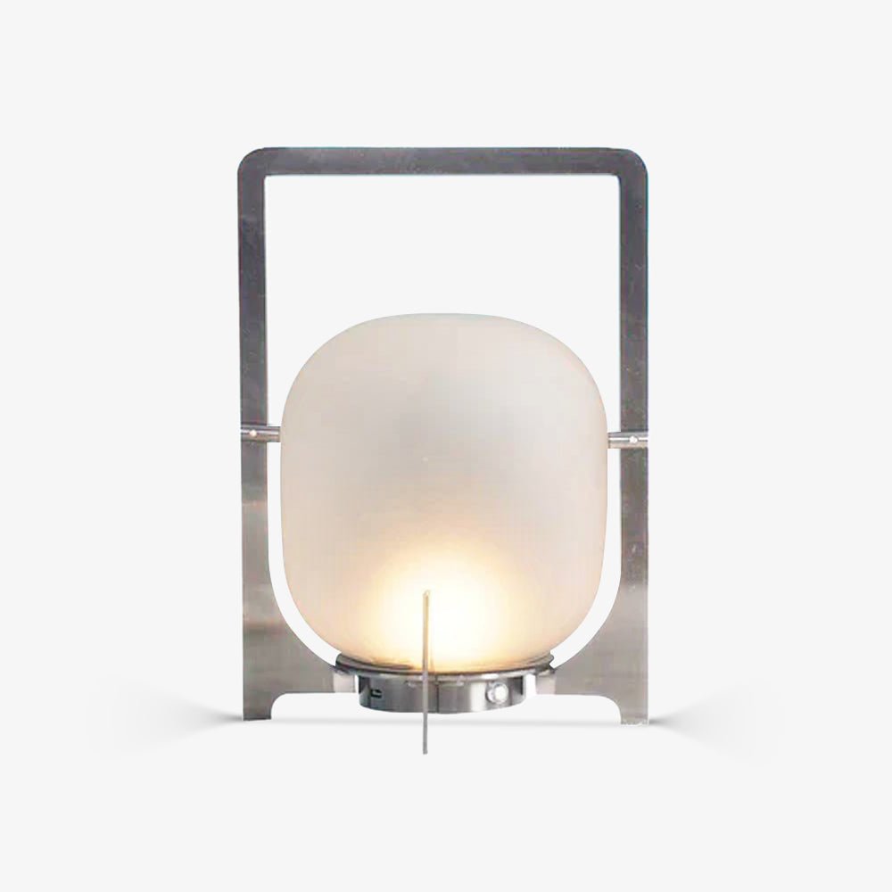 Modern Hand Blown Glass Lantern Table Lamp Stainless Steel Bedside Reading Light