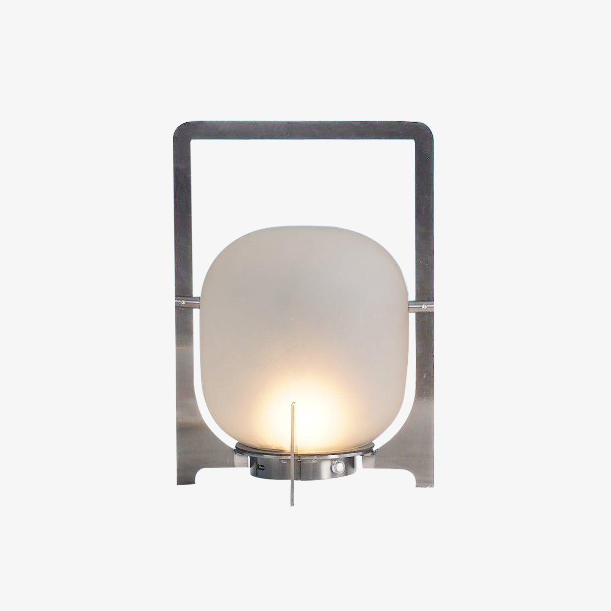Modern Hand Blown Glass Lantern Table Lamp Stainless Steel Bedside Reading Light