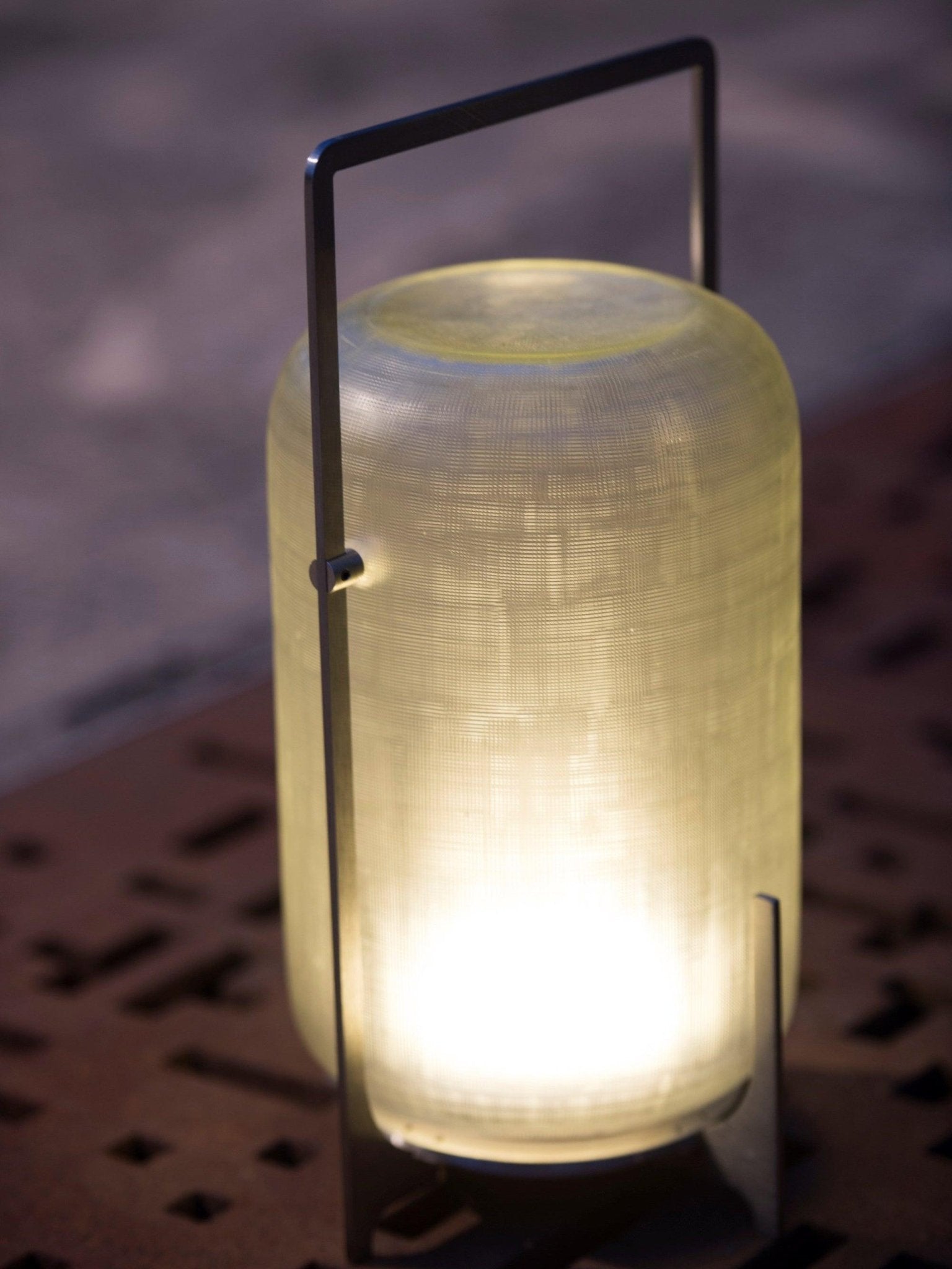 Modern Hand Blown Glass Lantern Table Lamp Stainless Steel Bedside Reading Light