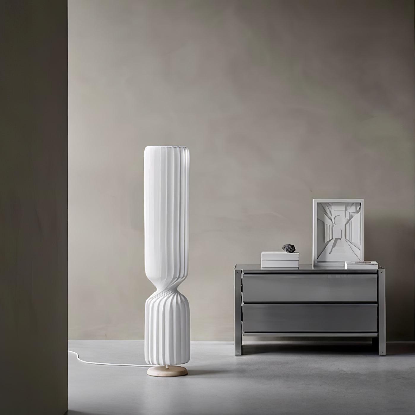 Contemporary White Twist Floor Lamp with Asymmetrical Design for Ambient Lighting