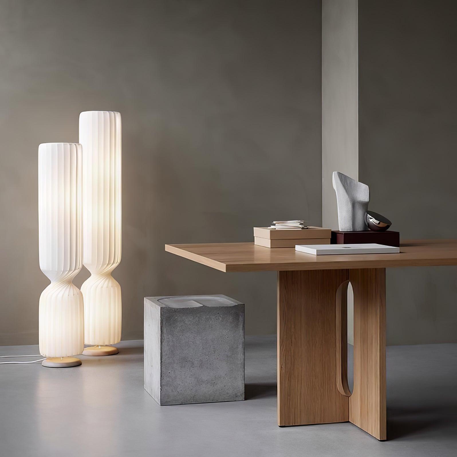 Contemporary White Twist Floor Lamp with Asymmetrical Design for Ambient Lighting