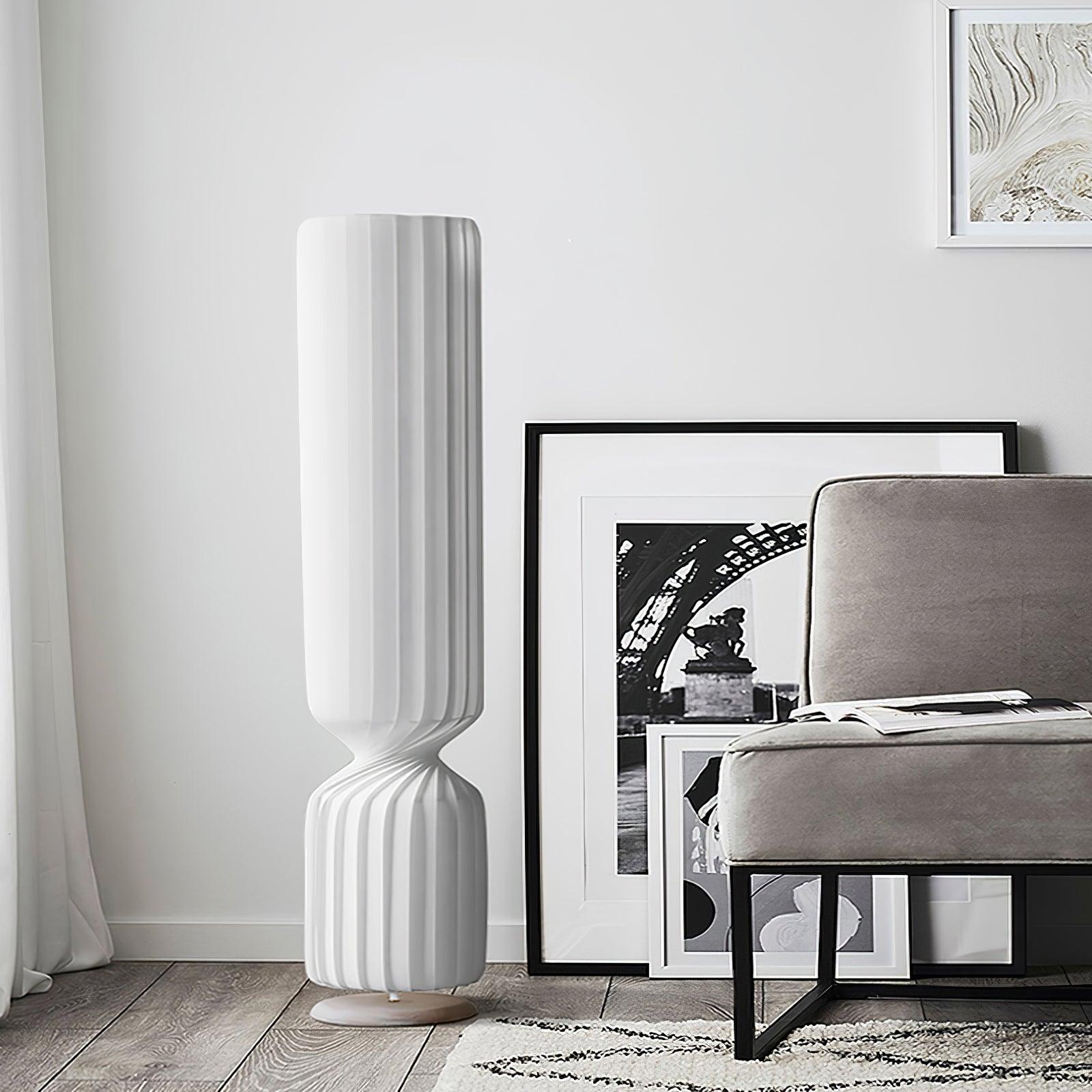 Contemporary White Twist Floor Lamp with Asymmetrical Design for Ambient Lighting