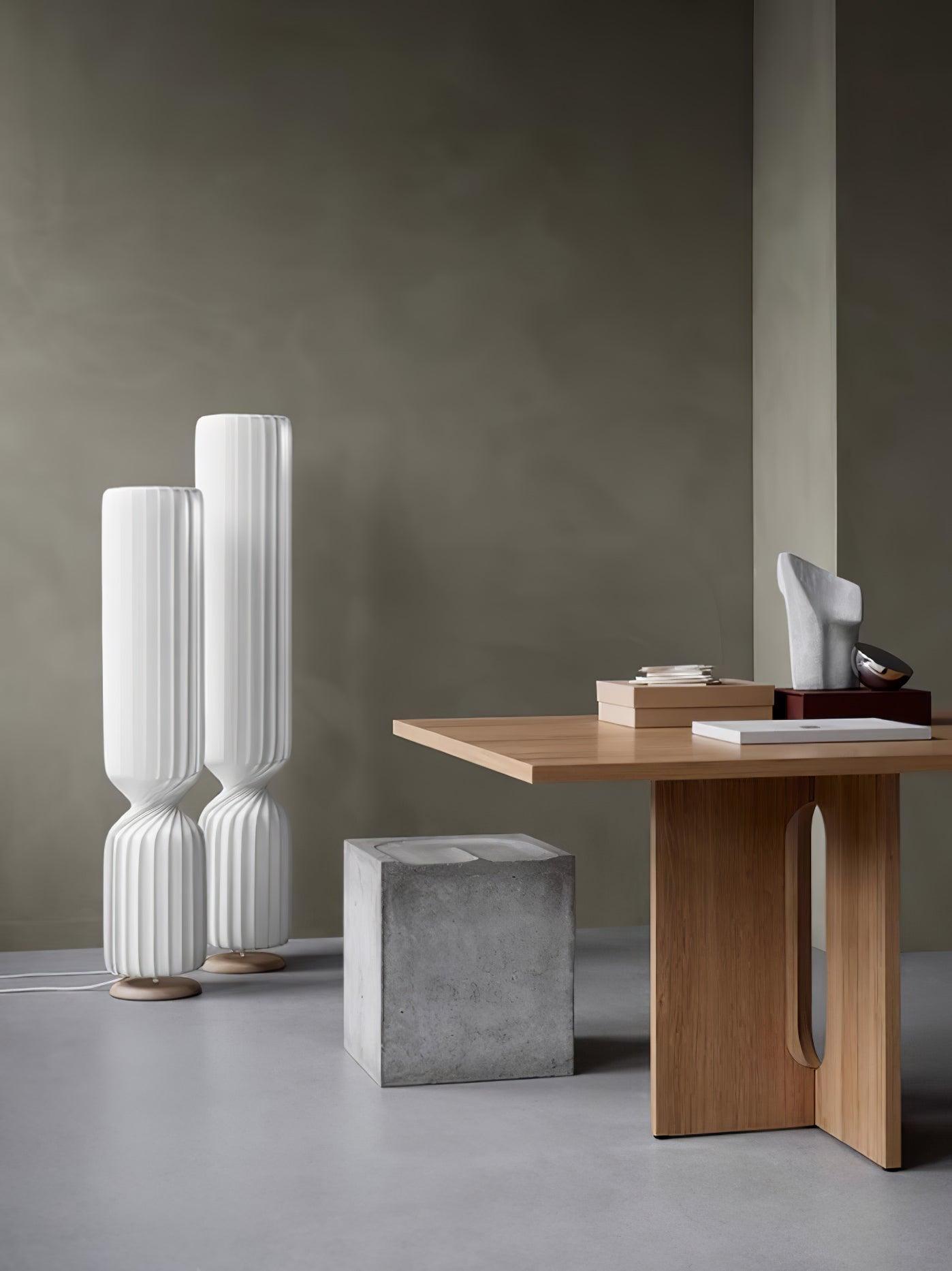 Contemporary White Twist Floor Lamp with Asymmetrical Design for Ambient Lighting