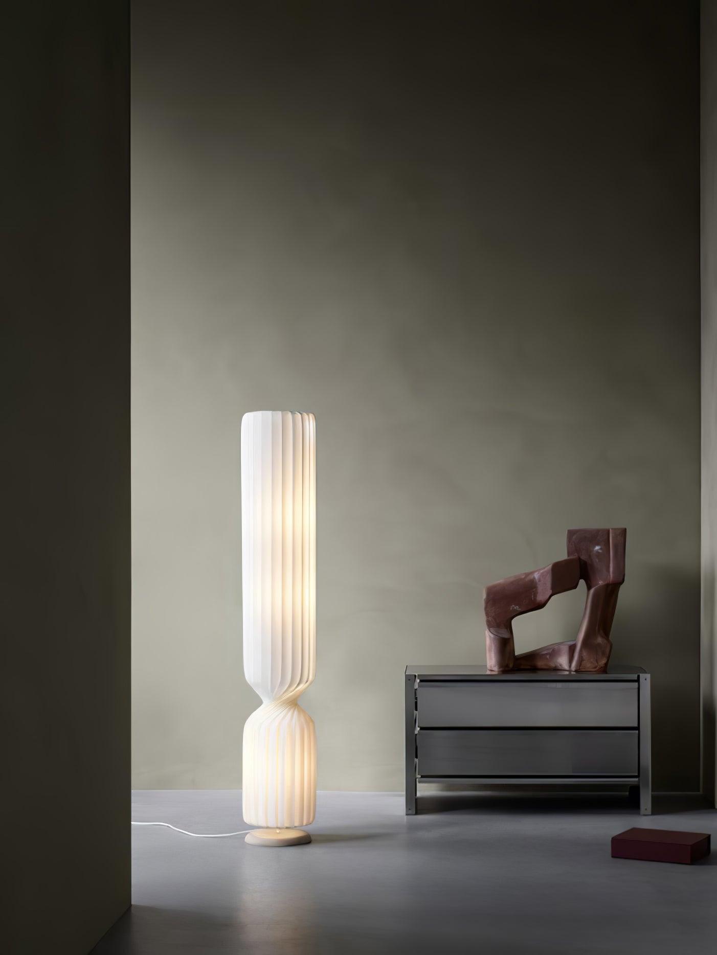 Contemporary White Twist Floor Lamp with Asymmetrical Design for Ambient Lighting