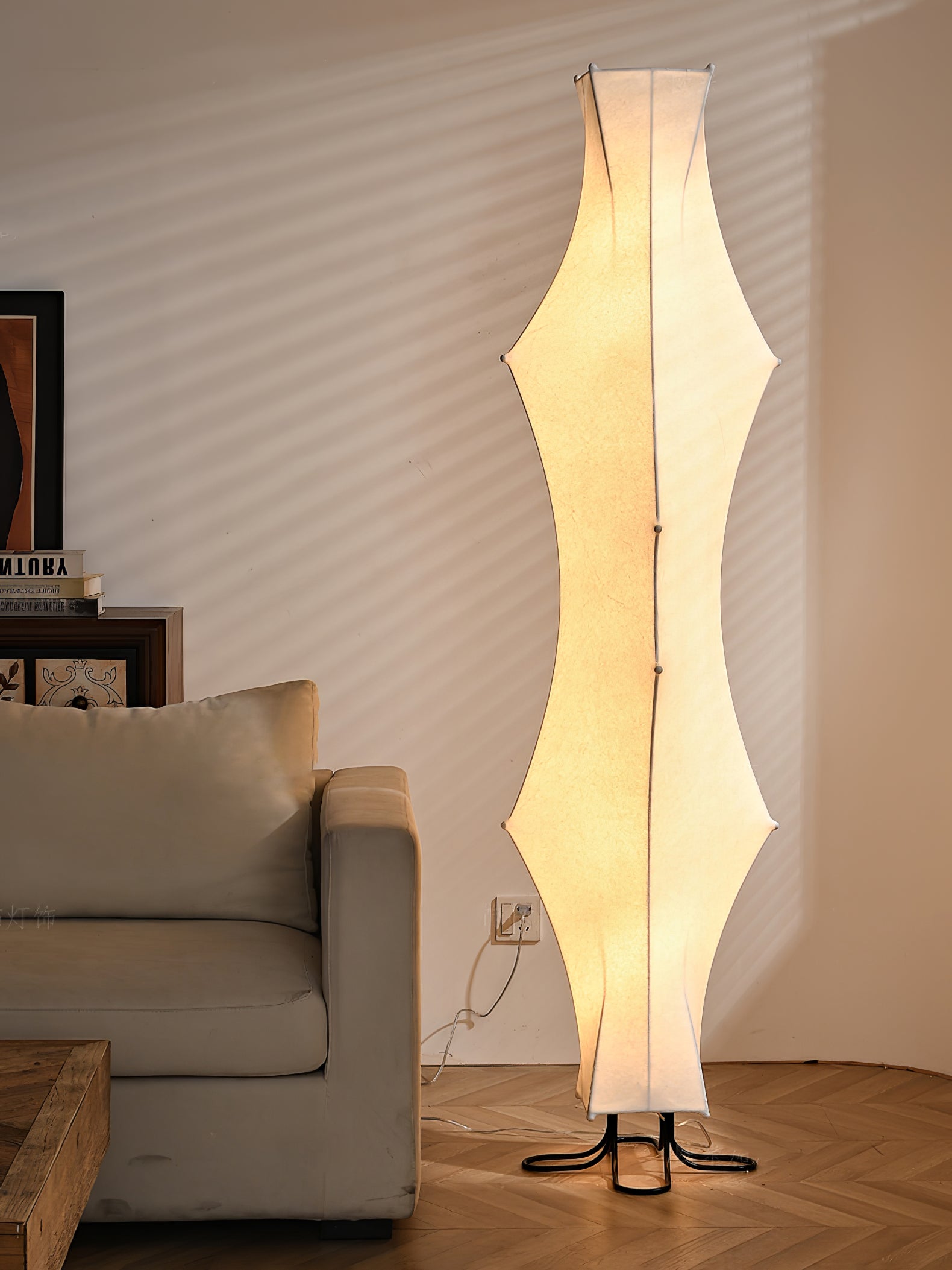 Modern Twist Silk Floor Lamp Tall Standing Light for Living Room and Bedroom