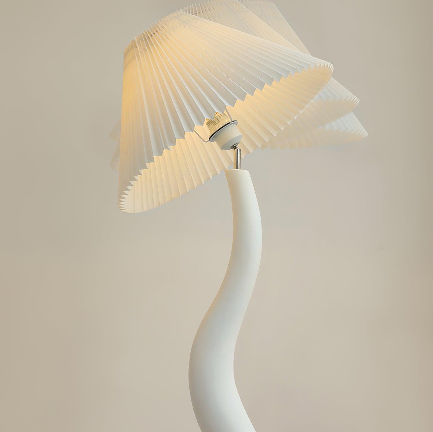 Modern Organic Twisted Pleated Floor Lamp Handcrafted Resin Standing Light