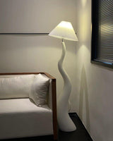 Modern Organic Twisted Pleated Floor Lamp Handcrafted Resin Standing Light