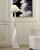 Modern Organic Twisted Pleated Floor Lamp Handcrafted Resin Standing Light