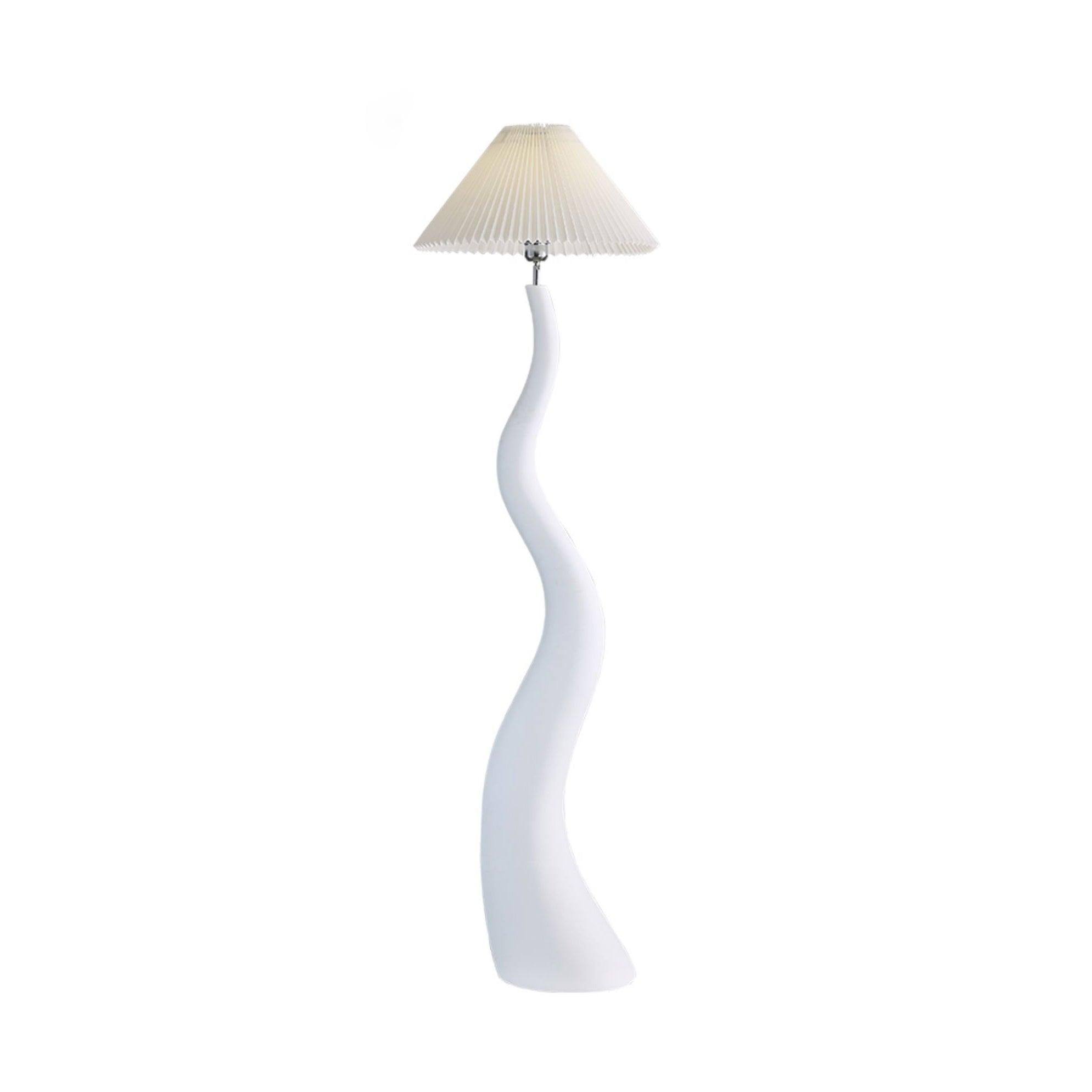 Modern Organic Twisted Pleated Floor Lamp Handcrafted Resin Standing Light