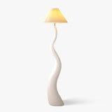 Modern Organic Twisted Pleated Floor Lamp Handcrafted Resin Standing Light
