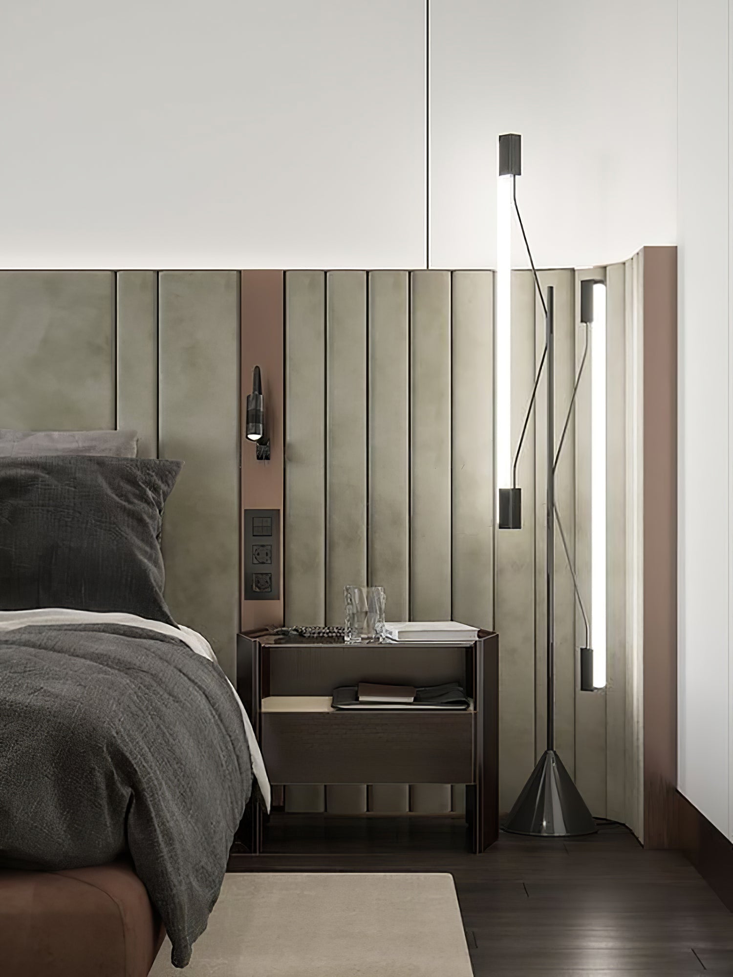 Dual Tube Modern LED Floor Lamp Minimalist Standing Light for Living Room and Office