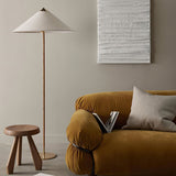 Mid Century Modern Rattan Stem Floor Lamp with Elegant Fabric Shade for Indoor Living Spaces