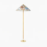 Mid Century Modern Rattan Stem Floor Lamp with Elegant Fabric Shade for Indoor Living Spaces