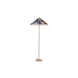 Mid Century Modern Rattan Stem Floor Lamp with Elegant Fabric Shade for Indoor Living Spaces